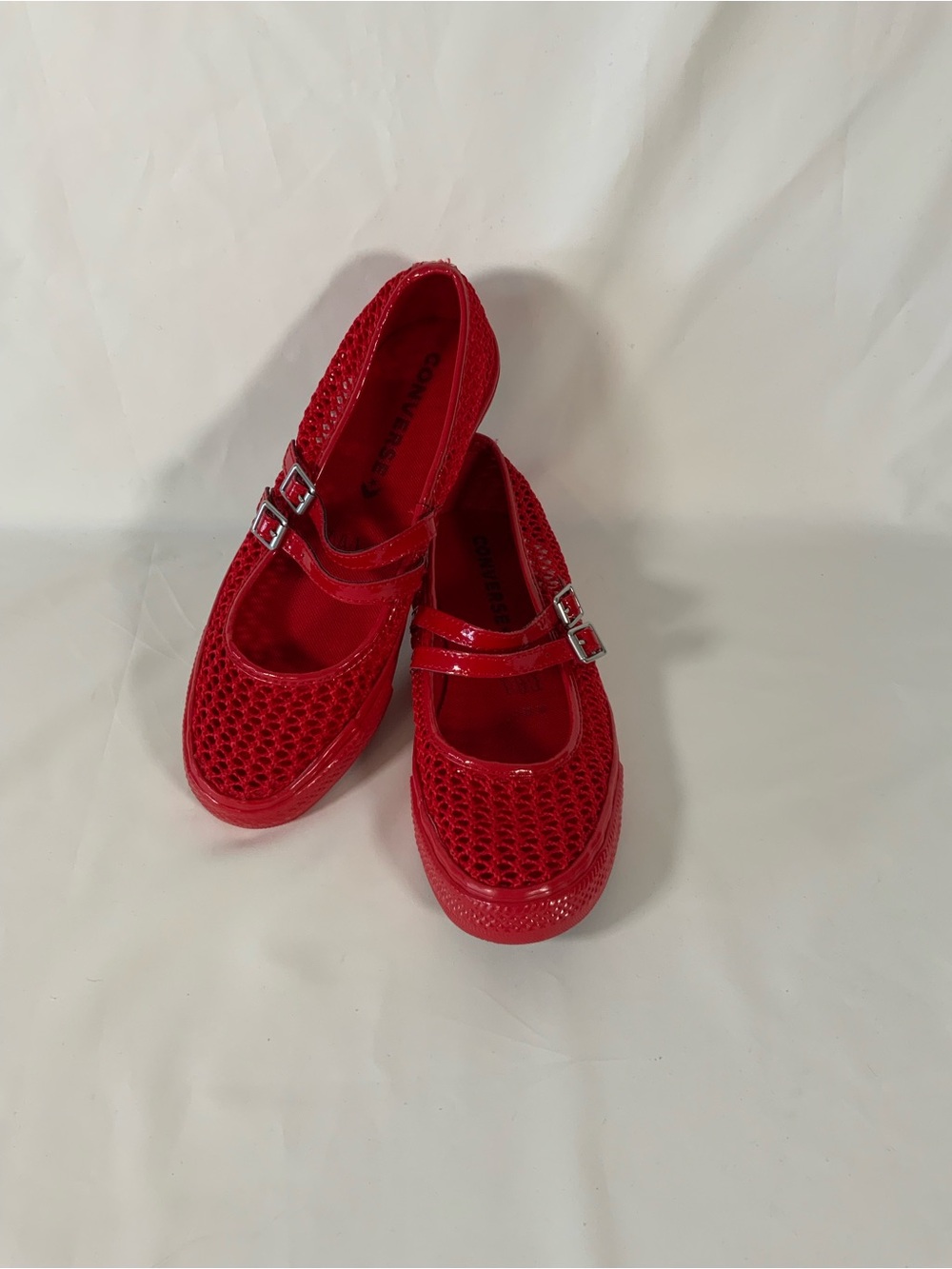 Converse Red Mary Jane Flats with Double-Strap